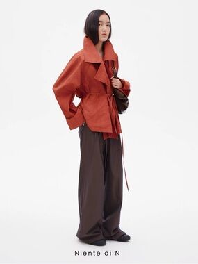 Niente di N Tie-Dye Cropped Relaxed-Fit Lightweight Trench Coat